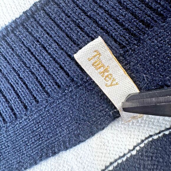 Barbour Bradley Stripe Sweater Women Small US6 Navy White Cotton Nautical Preppy - Picture 13 of 13